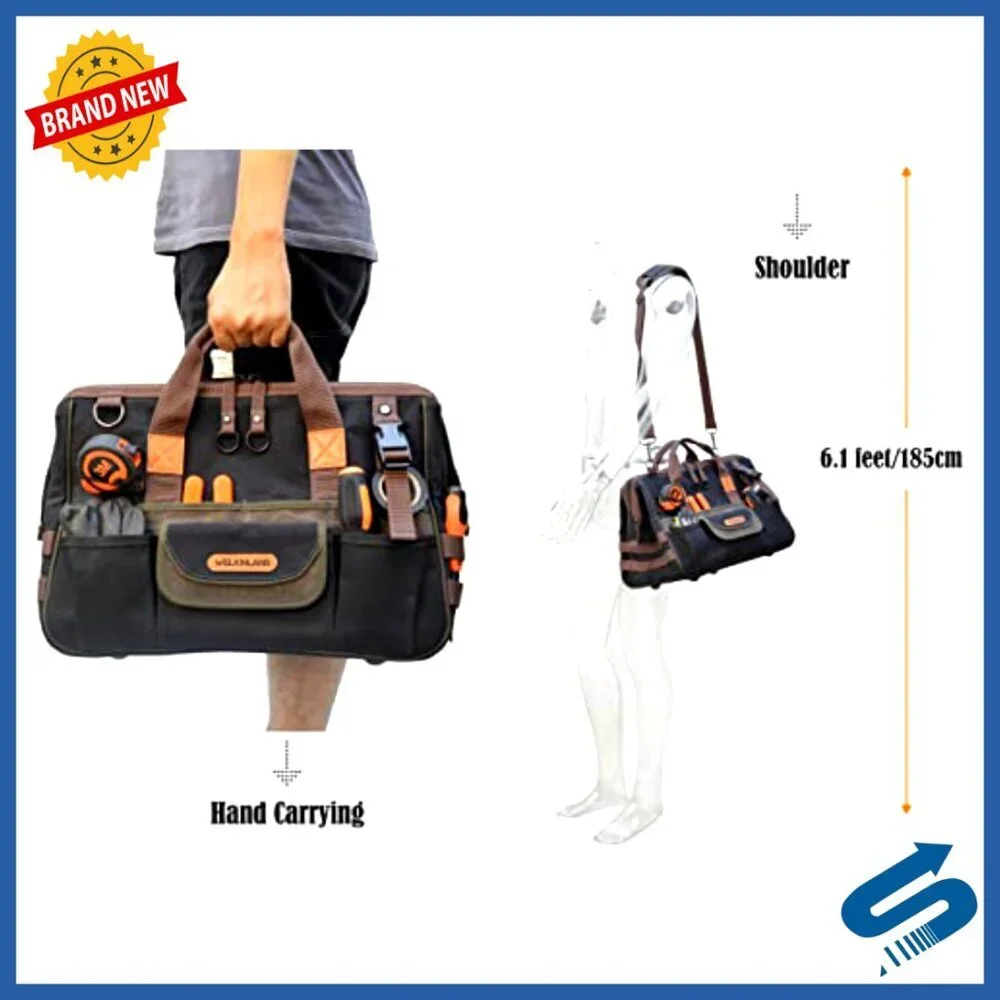 Heavy-Duty Waxed Canvas Tool Bag Organizer with 32 Pockets for Professionals